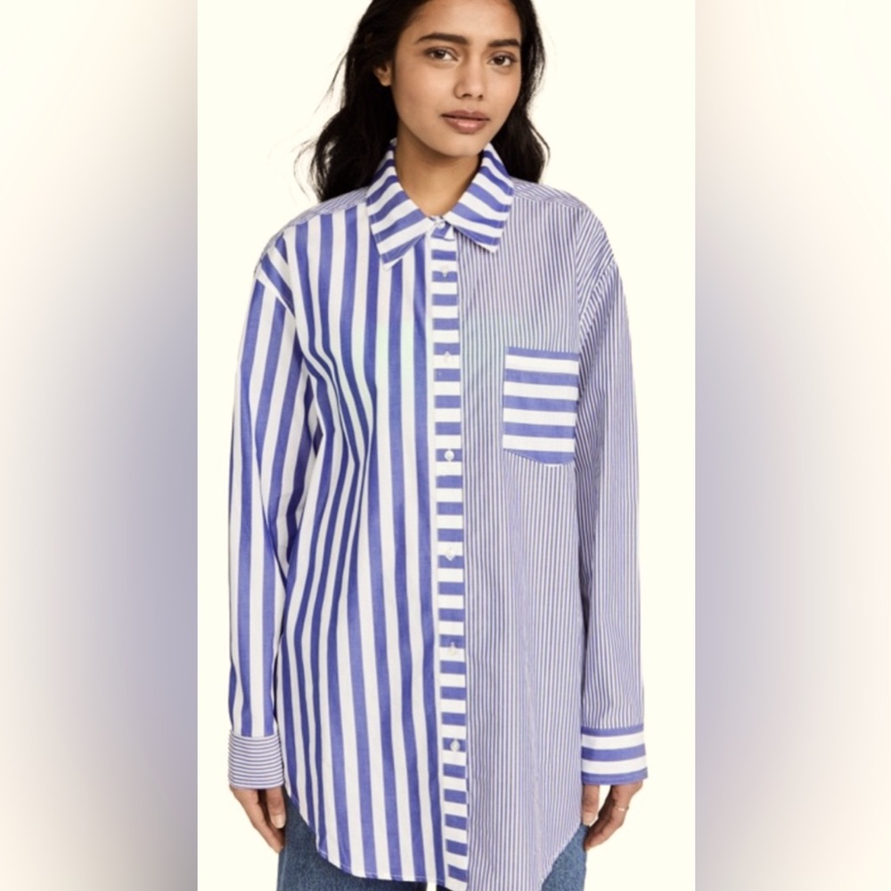 Solid & Striped Button Down Shirt Tunic - image 1